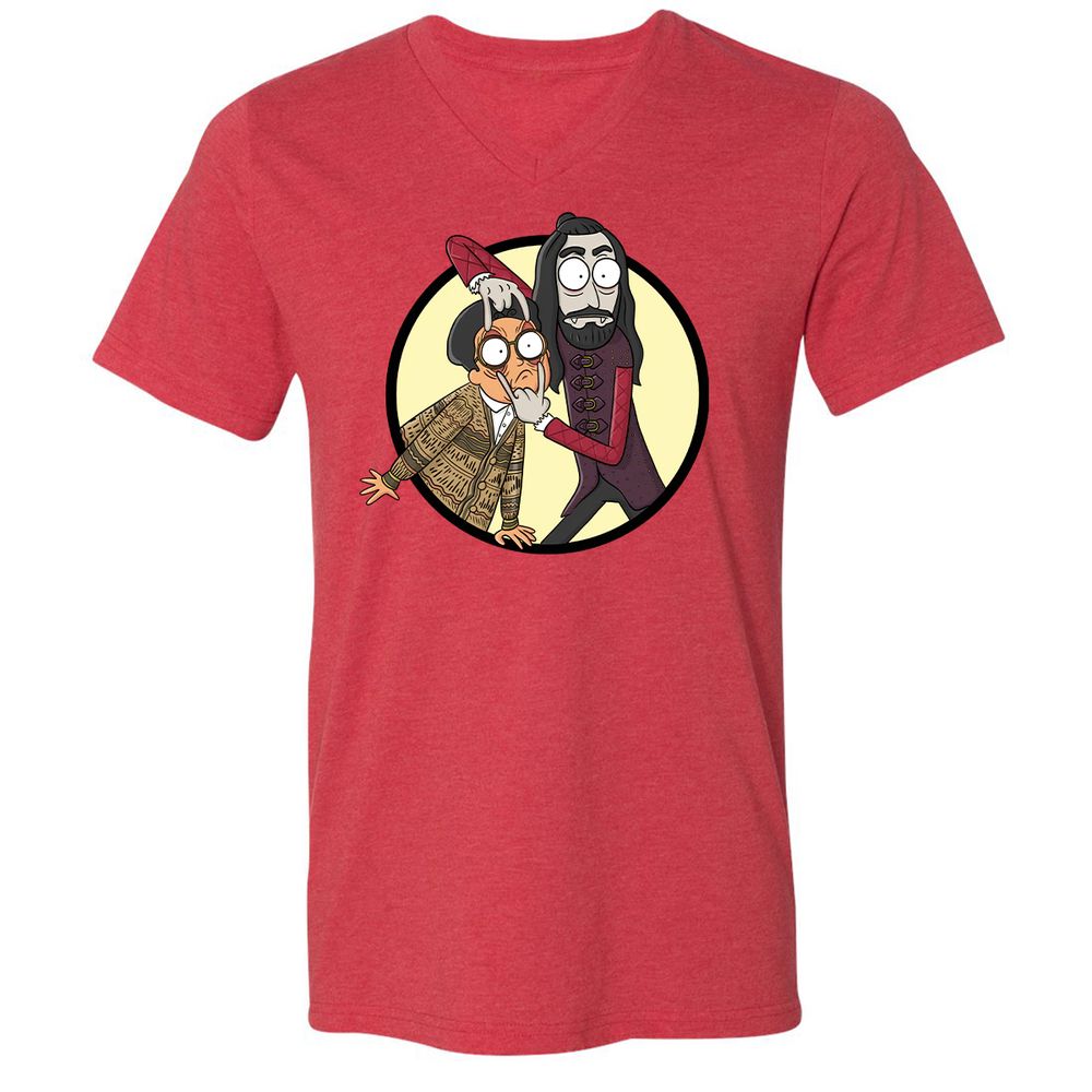 Unisex V-Neck T-Shirt - DMQHTTAG - Heather Red - 16