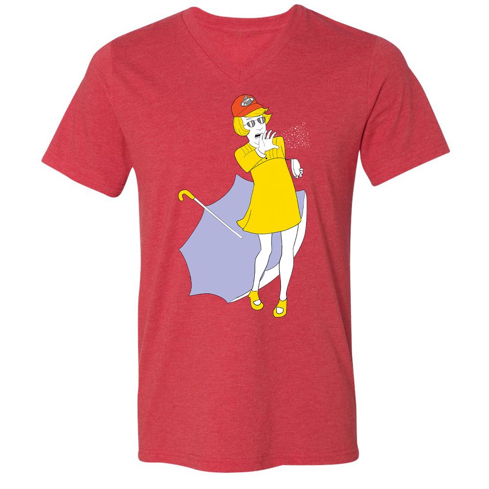 Unisex V-Neck T-Shirt - 5D4HQNTJ - Heather Red - 16