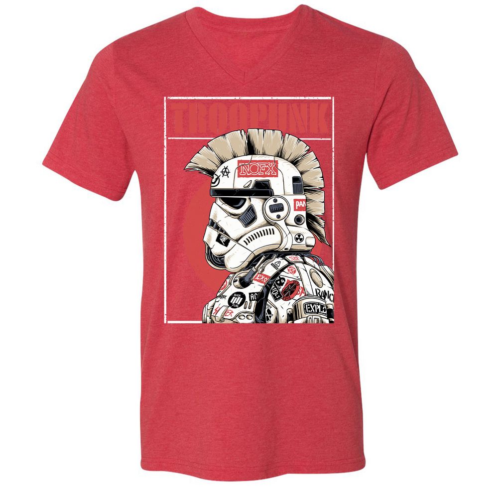 Unisex V-Neck T-Shirt - LF3XM8ZE - Heather Red - 16