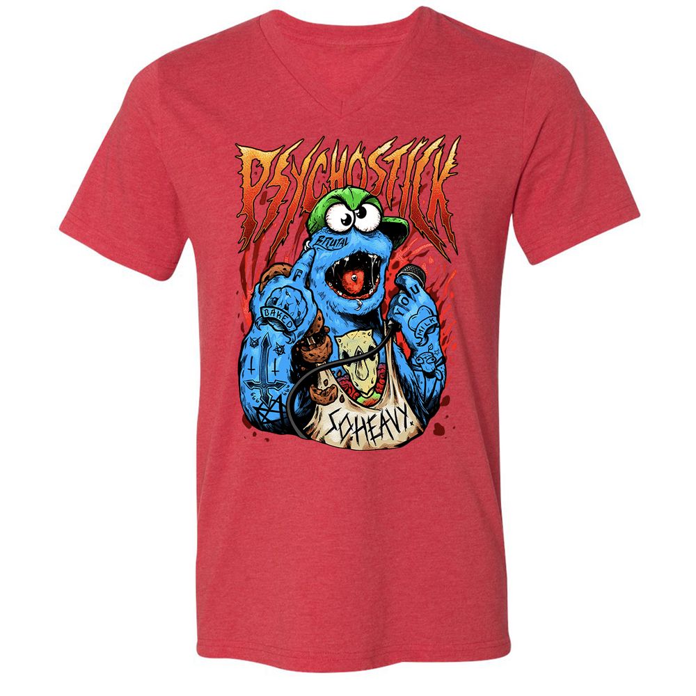 Unisex V-Neck T-Shirt - RSEAASQ5 - Heather Red - 16