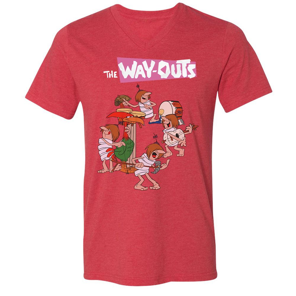 Unisex V-Neck T-Shirt - KMYB6ZJQ - Heather Red - 16