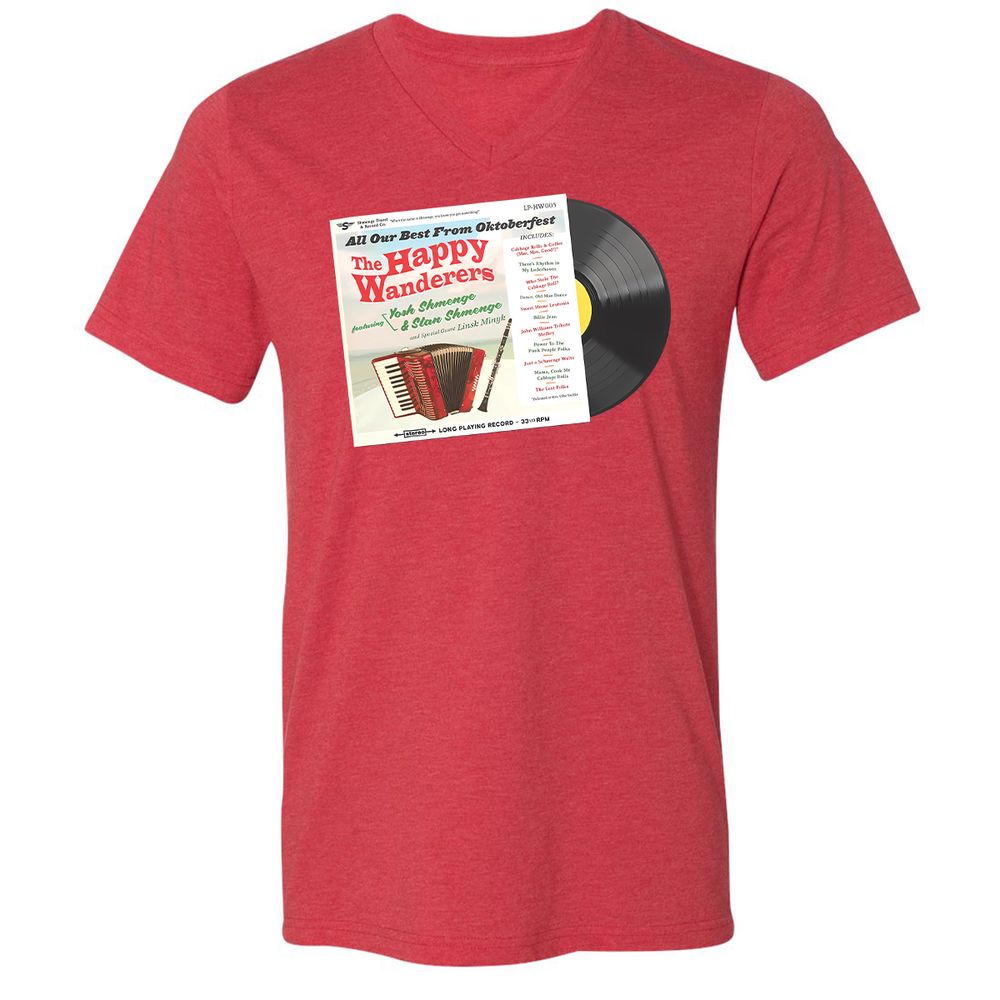 Unisex V-Neck T-Shirt - QHDQ77EH - Heather Red - 16