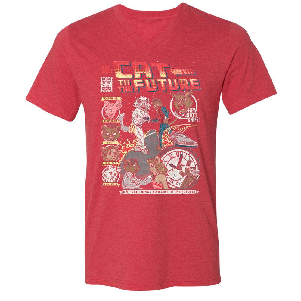 Unisex V-Neck T-Shirt - J716SPLA - Heather Red - 16