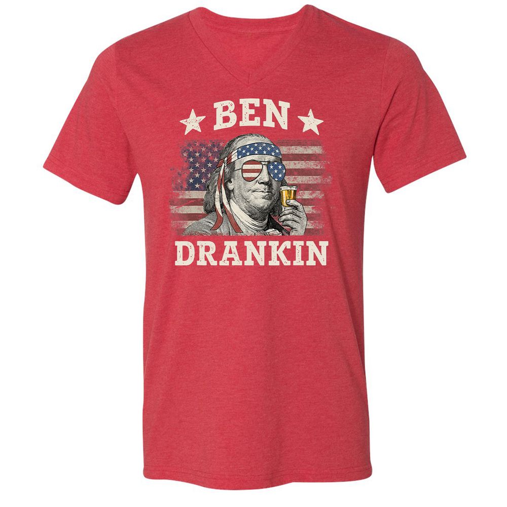 Unisex V-Neck T-Shirt - 915PASXD - Heather Red - 16
