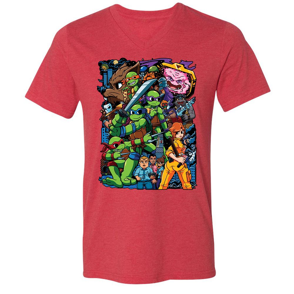 Unisex V-Neck T-Shirt - 4VM2SEBE - Heather Red - 16