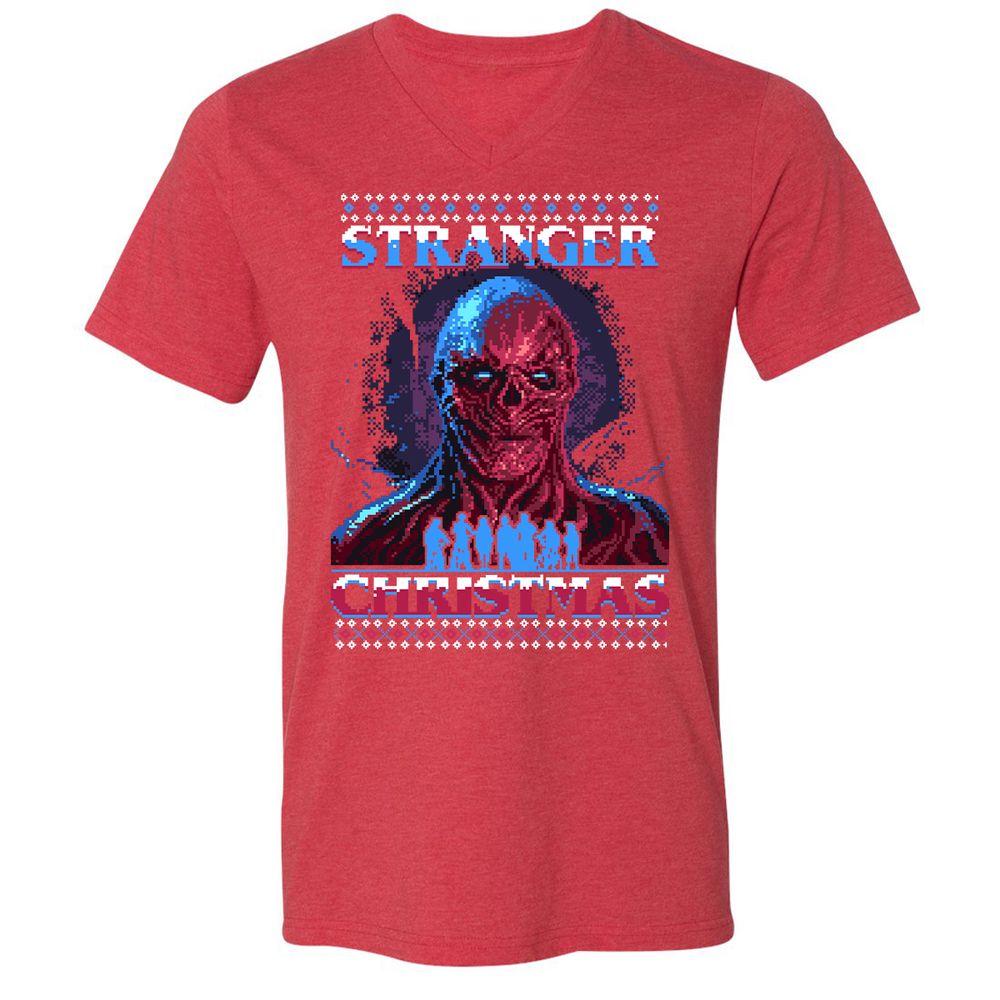 Unisex V-Neck T-Shirt - Y43QEJYS - Heather Red - 16