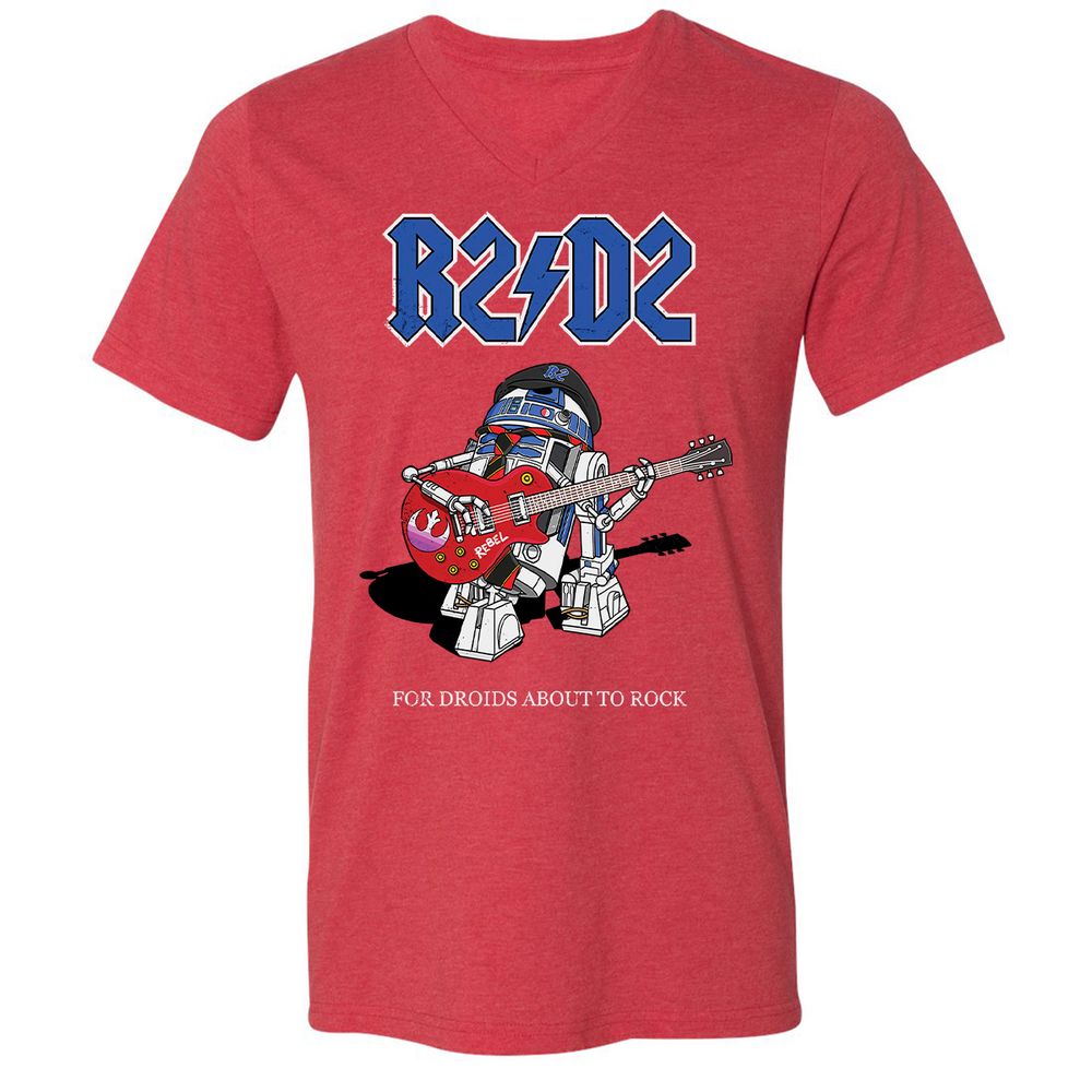 Unisex V-Neck T-Shirt - R6AH9U7V - Heather Red - 16