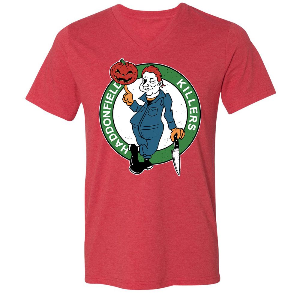 Unisex V-Neck T-Shirt - 4STAE2JW - Heather Red - 16