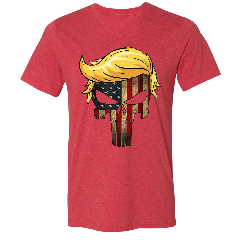 Unisex V-Neck T-Shirt - CWDAU6SV - Heather Red - 16