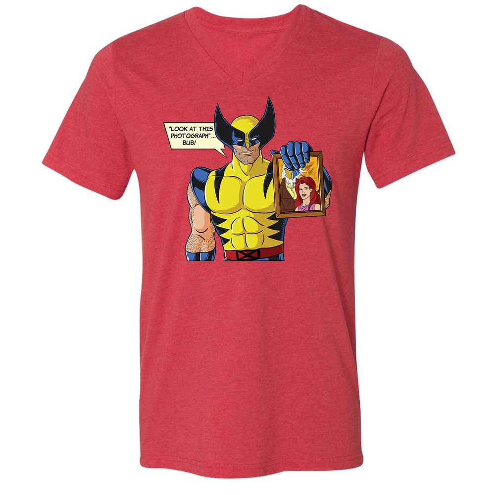 Unisex V-Neck T-Shirt - AZQ36GDN - Heather Red - 16