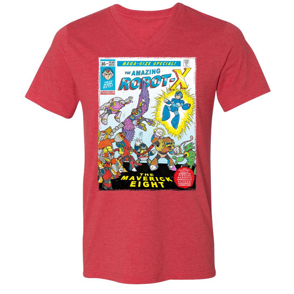 Unisex V-Neck T-Shirt - 6KNQZDAD - Heather Red - 16