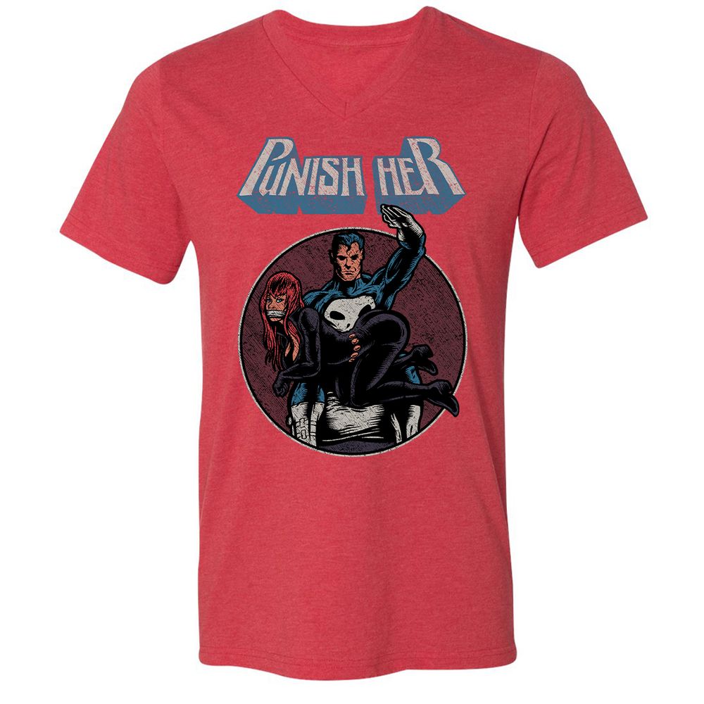 Unisex V-Neck T-Shirt - VGLEKTQB - Heather Red - 16