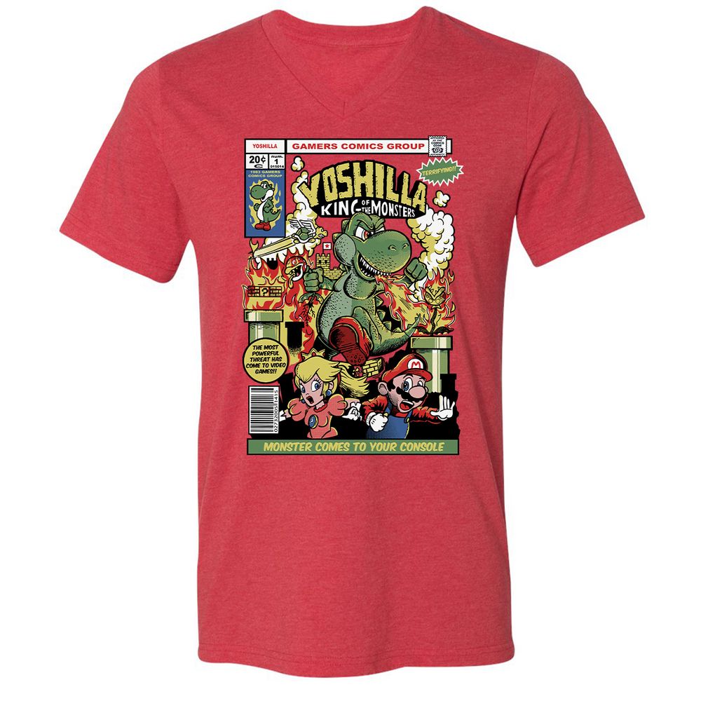 Unisex V-Neck T-Shirt - LM5NEKAH - Heather Red - 16