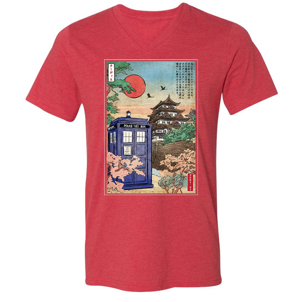 Unisex V-Neck T-Shirt - ZYRMQ3UV - Heather Red - 16