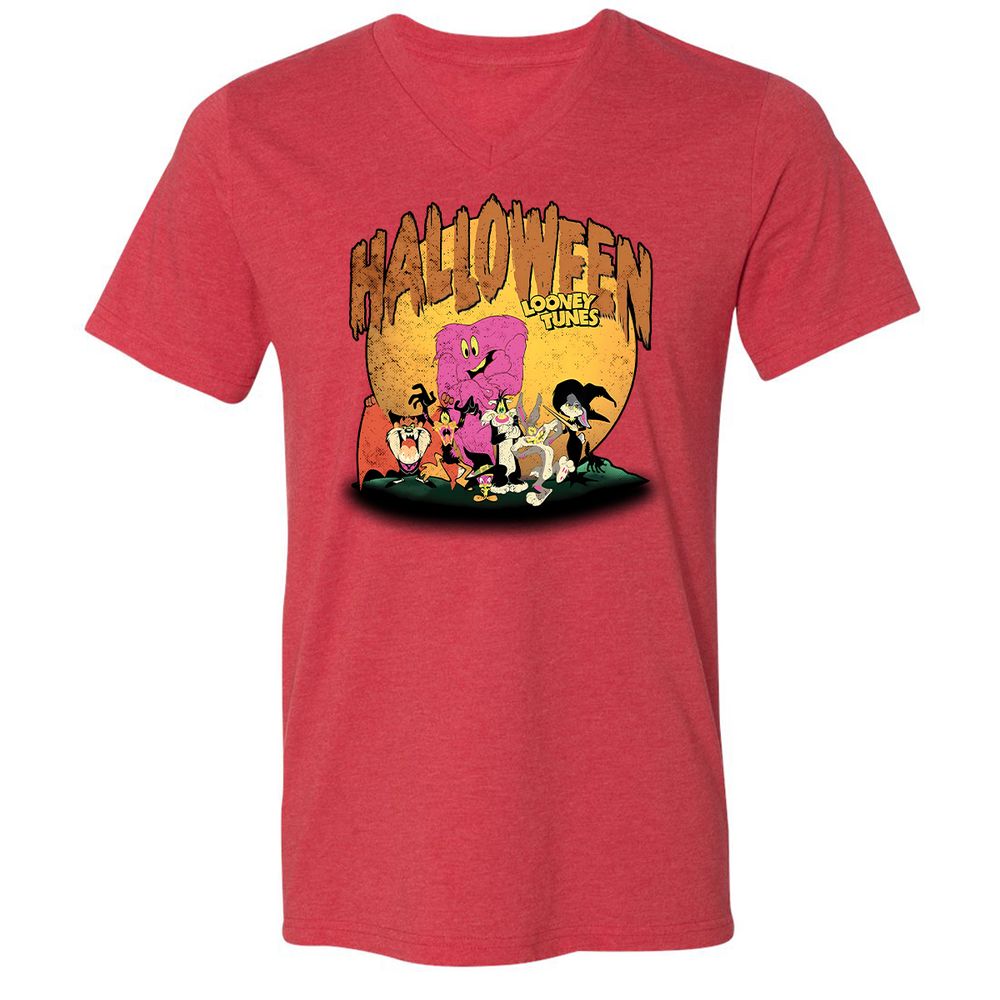 Unisex V-Neck T-Shirt - T5VDDLHK - Heather Red - 16