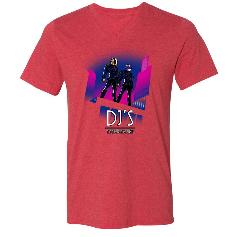 Unisex V-Neck T-Shirt - 4XWQ2HG3 - Heather Red - 16
