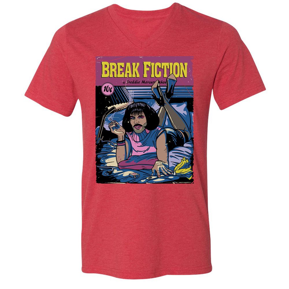 Unisex V-Neck T-Shirt - BZ3BBP7F - Heather Red - 16
