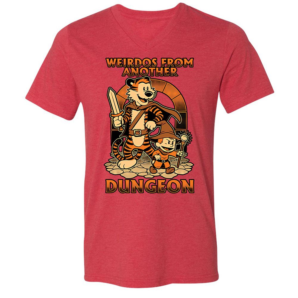 Unisex V-Neck T-Shirt - 4FR2JEGL - Heather Red - 16