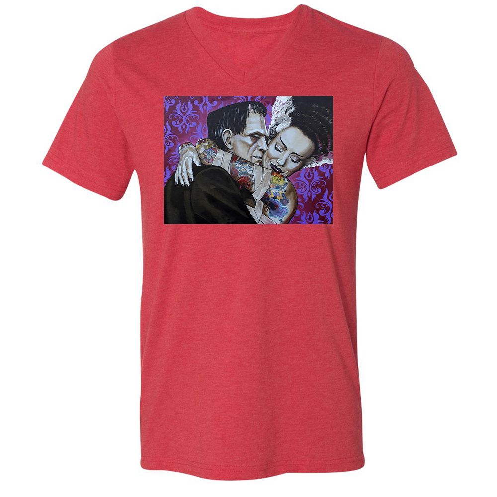 Unisex V-Neck T-Shirt - RCQC123J - Heather Red - 16