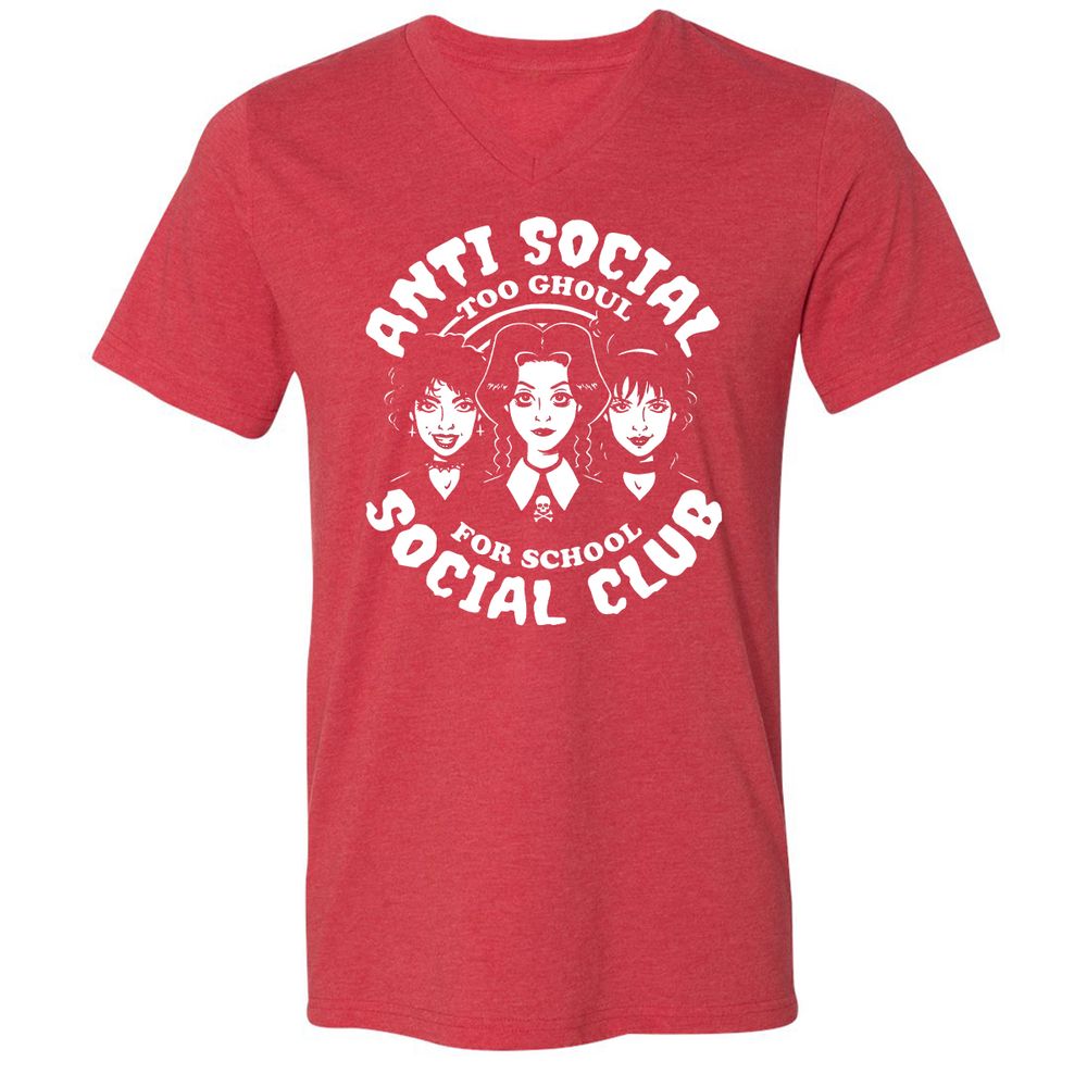 Unisex V-Neck T-Shirt - Q78NJGAG - Heather Red - 16