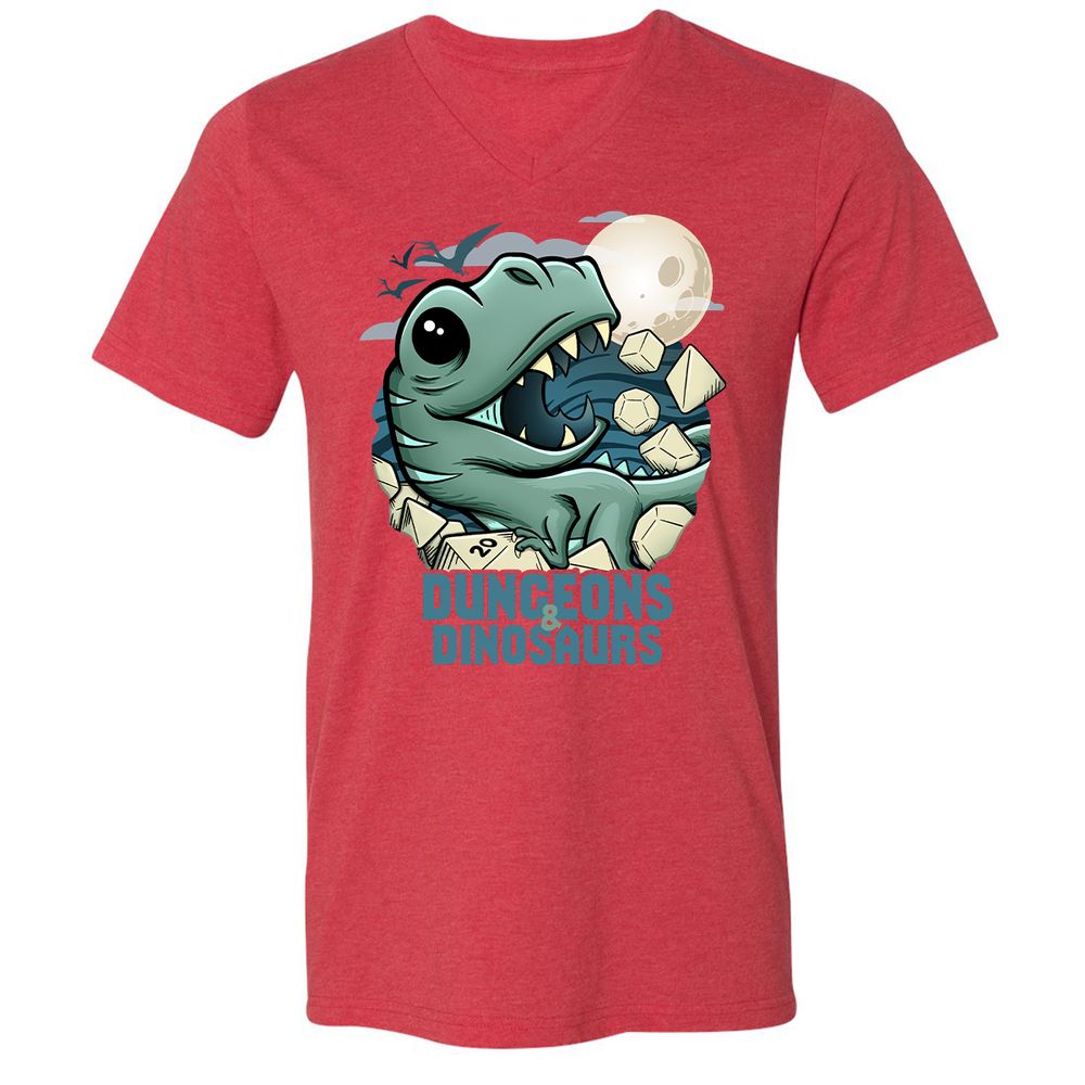 Unisex V-Neck T-Shirt - L4HCKPDR - Heather Red - 16