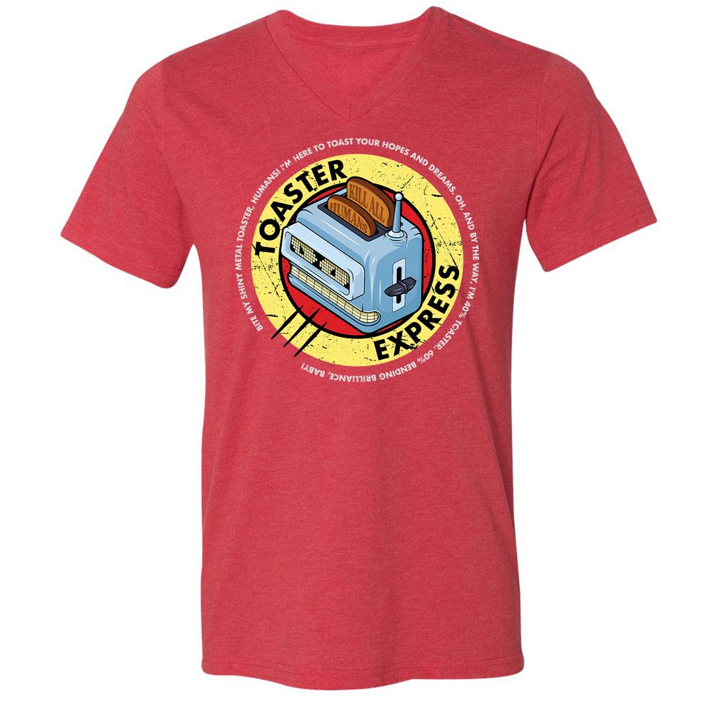 Unisex V-Neck T-Shirt - 9W6R79E7 - Heather Red - 16