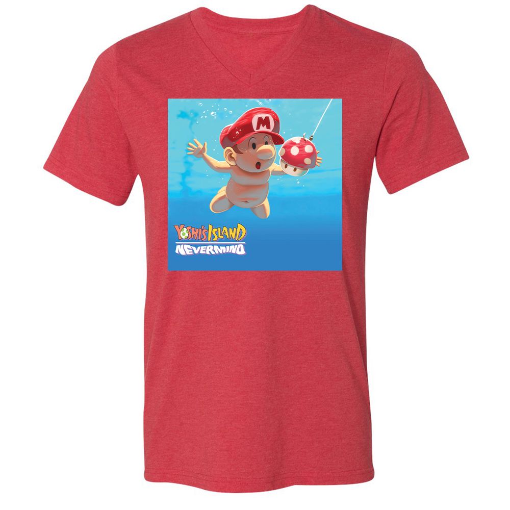 Unisex V-Neck T-Shirt - L7XCG5RH - Heather Red - 16