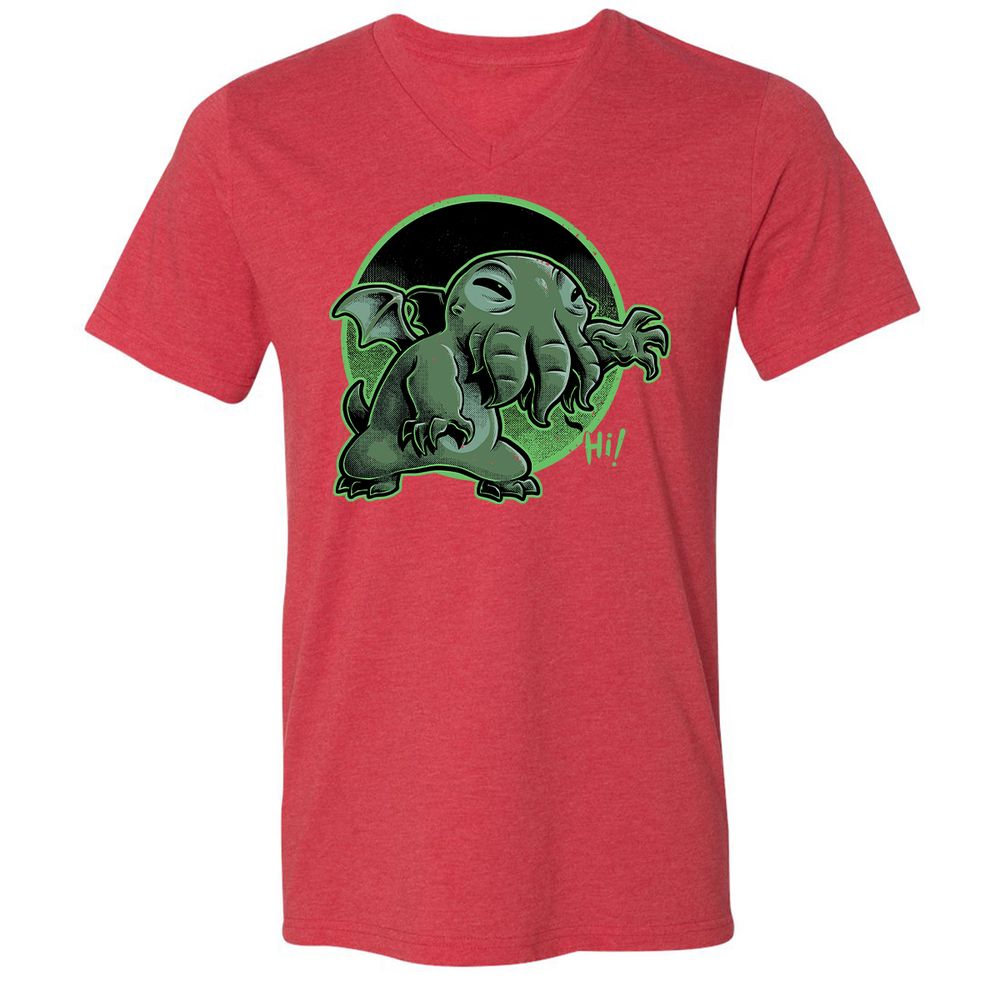 Unisex V-Neck T-Shirt - H9DCGJQM - Heather Red - 16