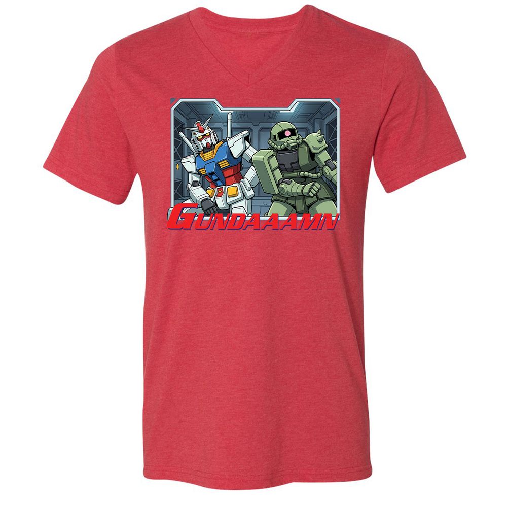 Unisex V-Neck T-Shirt - 5V8J5J1T - Heather Red - 16