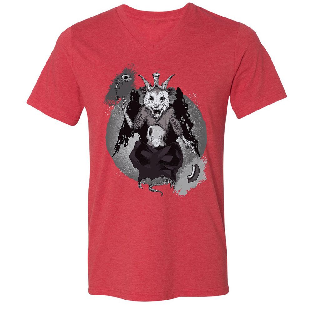 Unisex V-Neck T-Shirt - XSYJXMVR - Heather Red - 16
