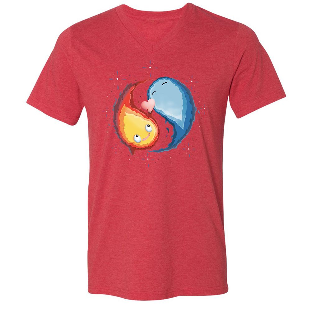 Unisex V-Neck T-Shirt - 4W92J8UJ - Heather Red - 16