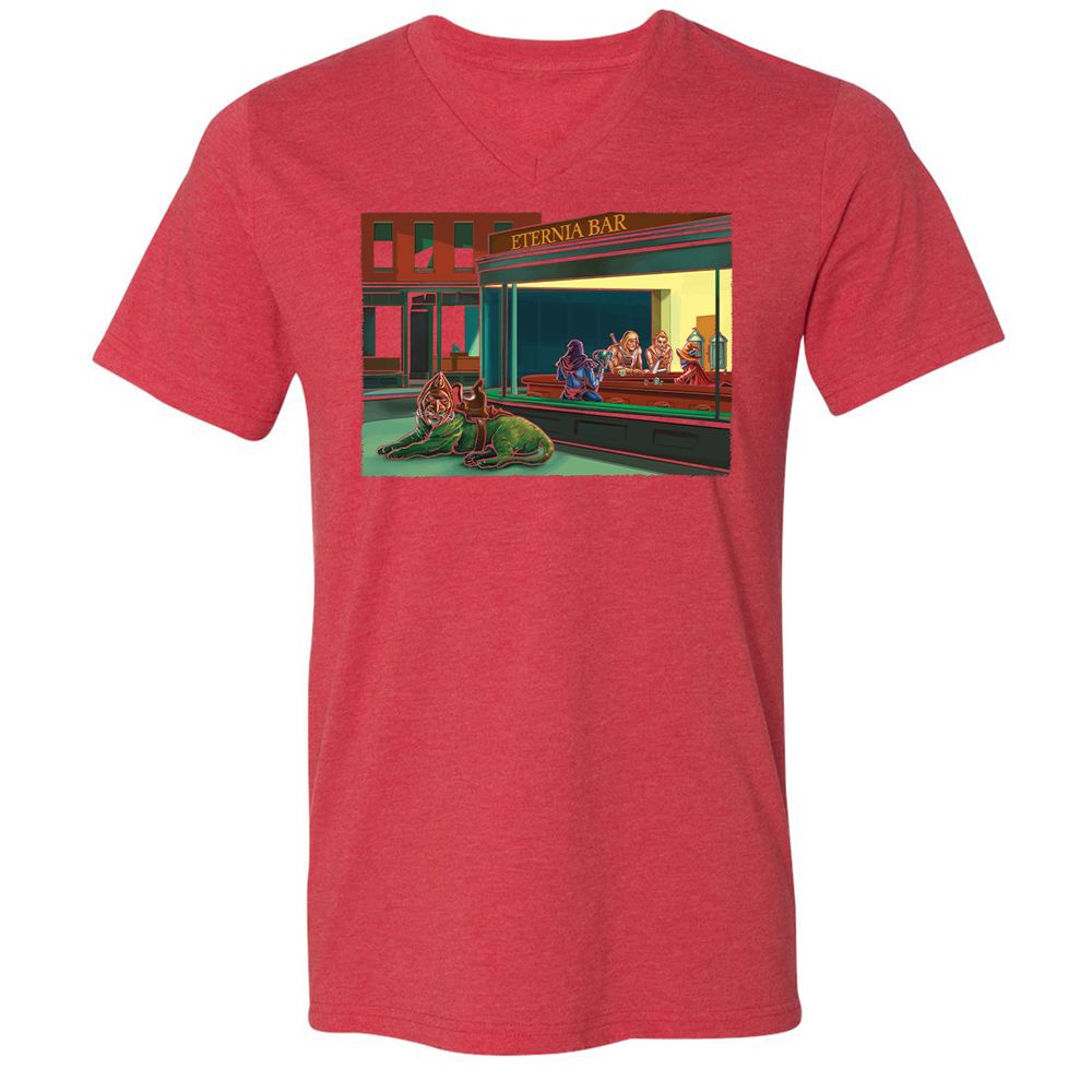 Unisex V-Neck T-Shirt - KGBQQPQS - Heather Red - 16