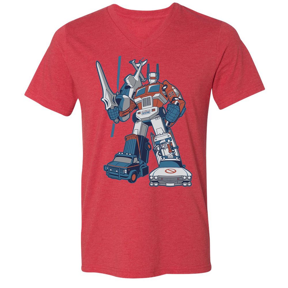 Unisex V-Neck T-Shirt - 7VBWGJM2 - Heather Red - 16