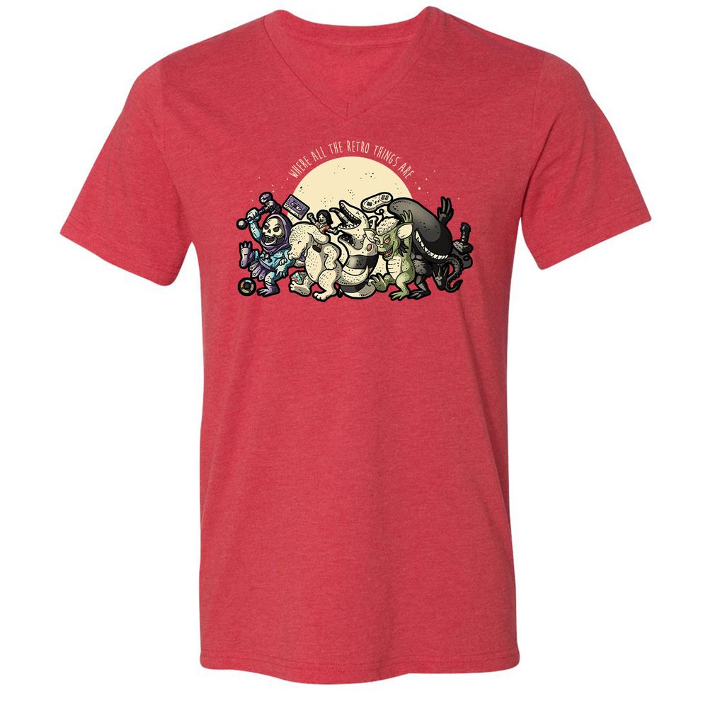 Unisex V-Neck T-Shirt - RWLZCFU3 - Heather Red - 16