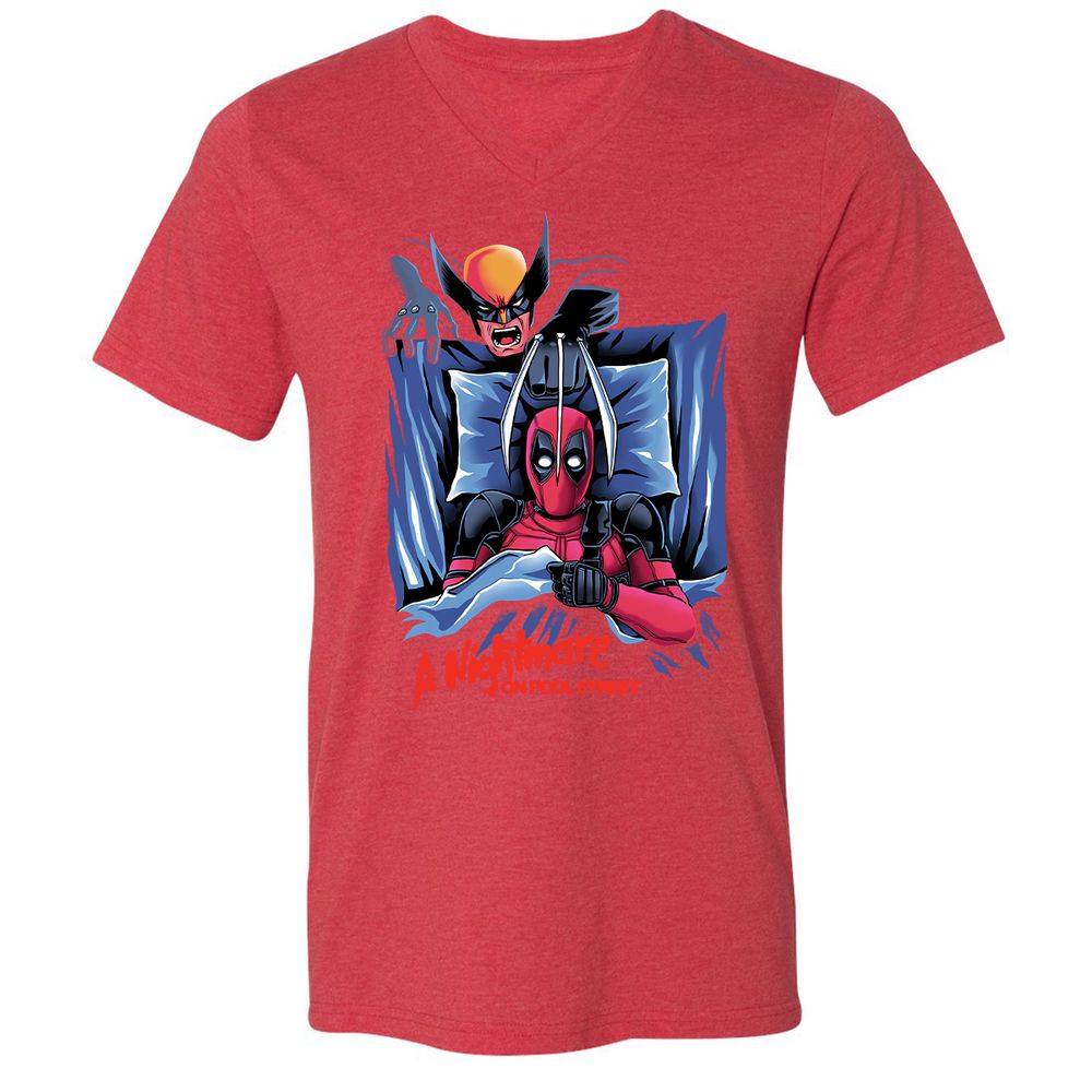 Unisex V-Neck T-Shirt - Z2QU7LS1 - Heather Red - 16