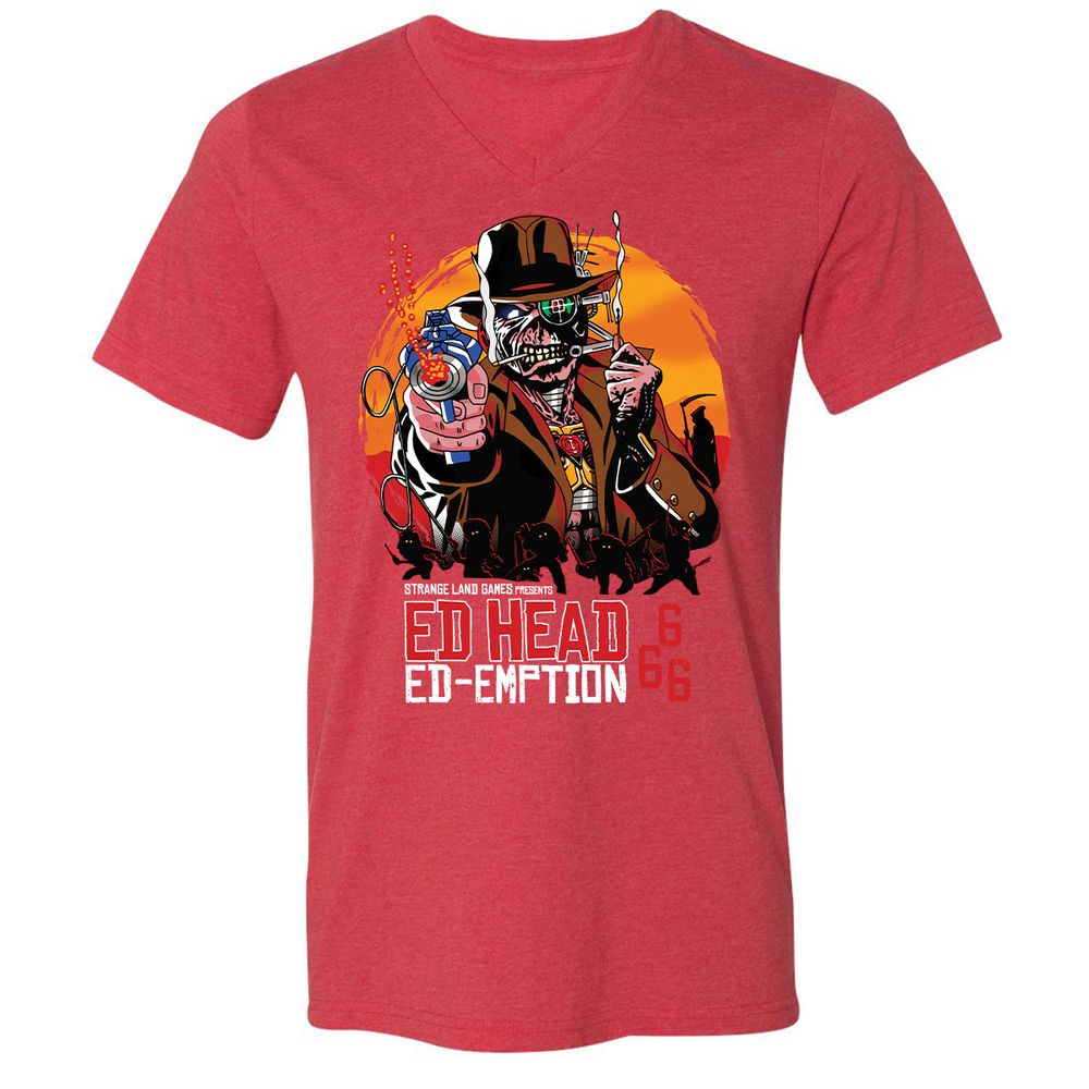 Unisex V-Neck T-Shirt - NLY45N7V - Heather Red - 16