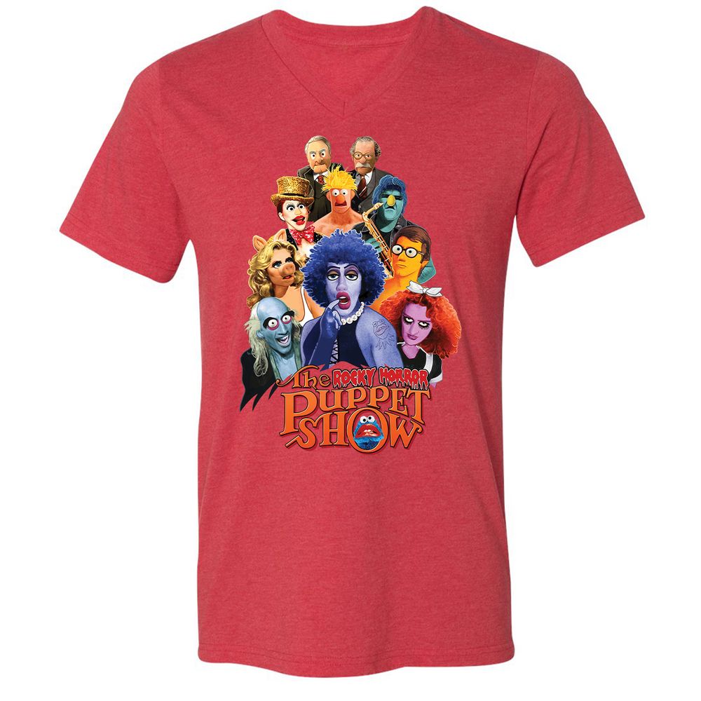 Unisex V-Neck T-Shirt - EKWYRL51 - Heather Red - 16