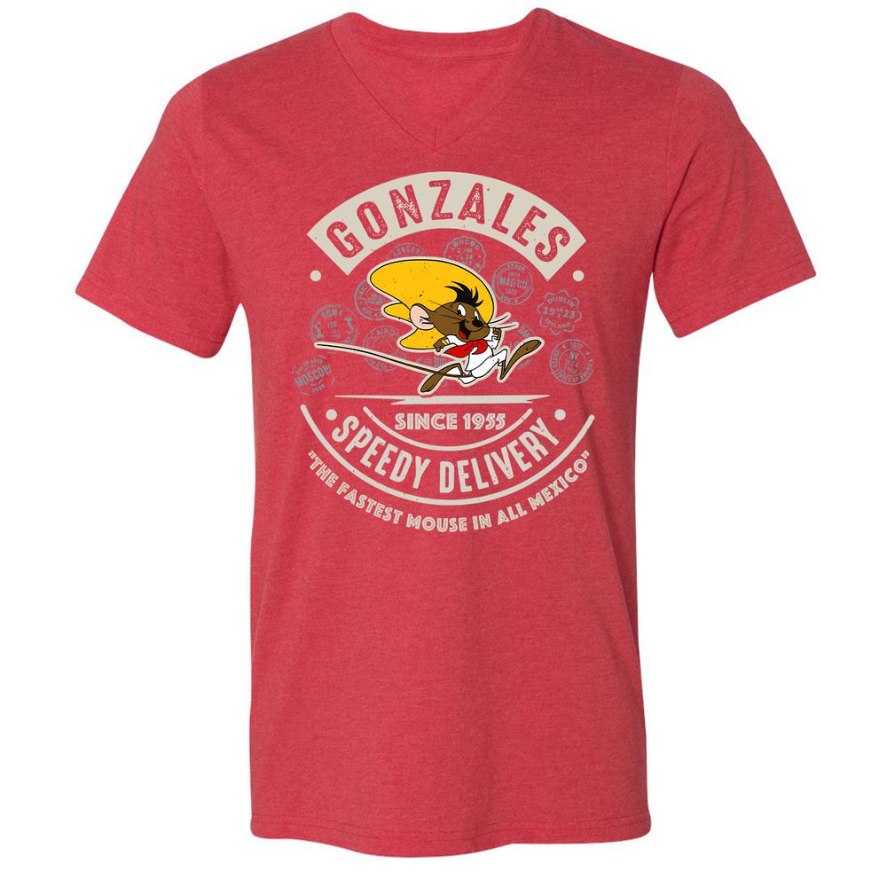 Unisex V-Neck T-Shirt - AA6QHQ7S - Heather Red - 16