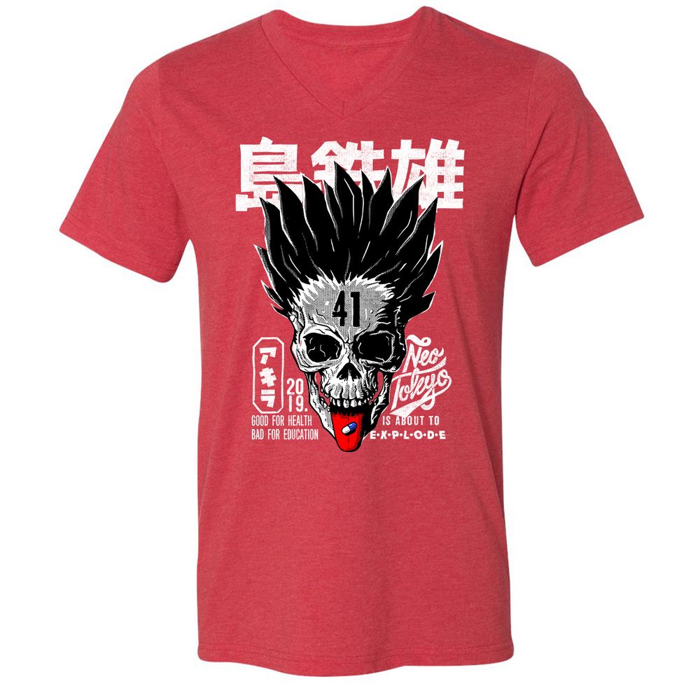 Unisex V-Neck T-Shirt - JP28EYZJ - Heather Red - 16