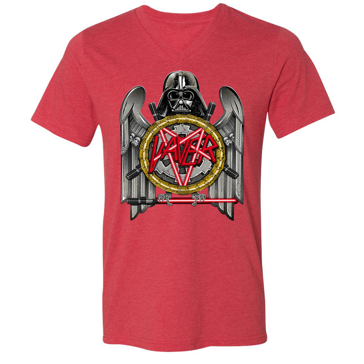 Unisex V-Neck T-Shirt - LQHHBQDZ - Heather Red - 16