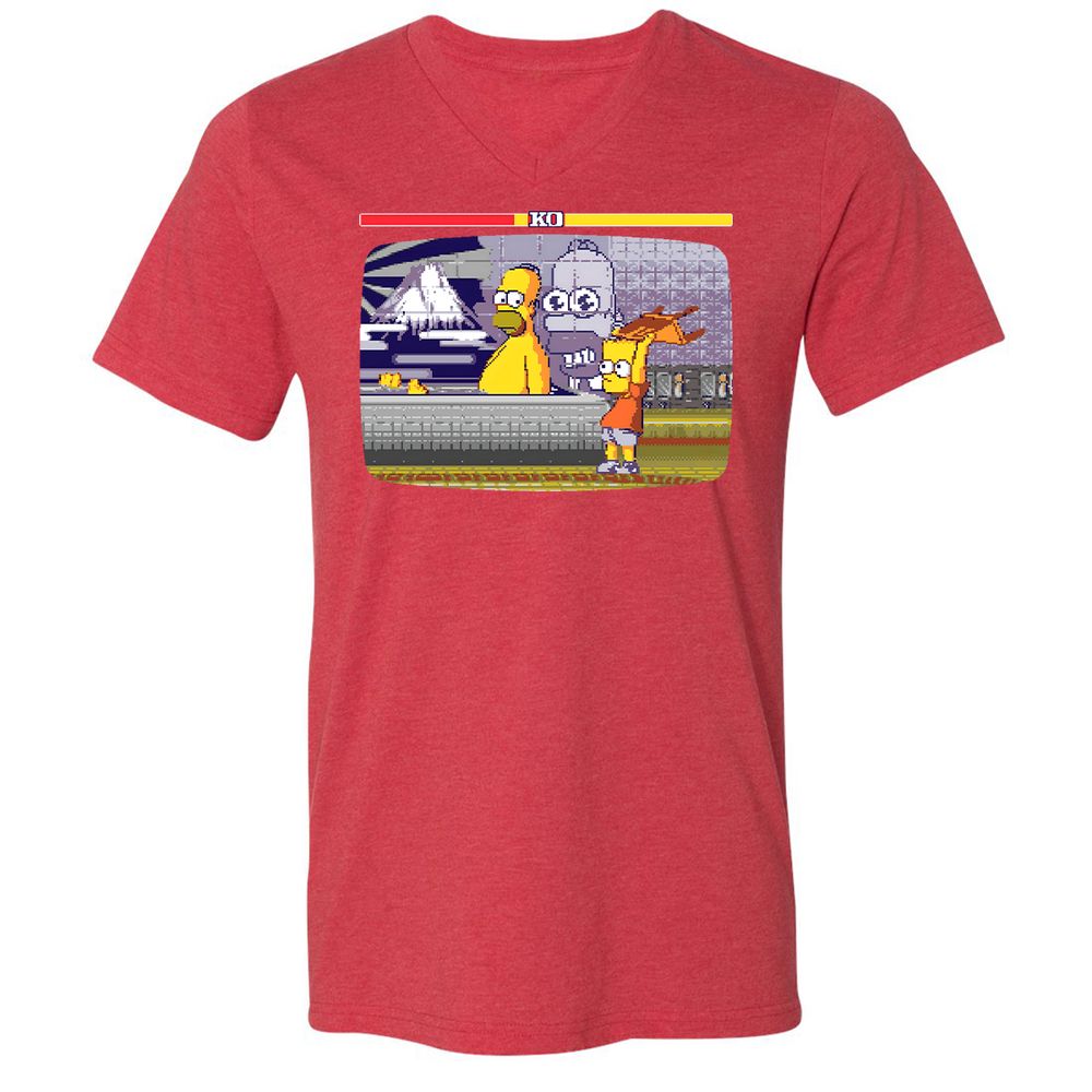 Unisex V-Neck T-Shirt - EF6UCR3M - Heather Red - 16