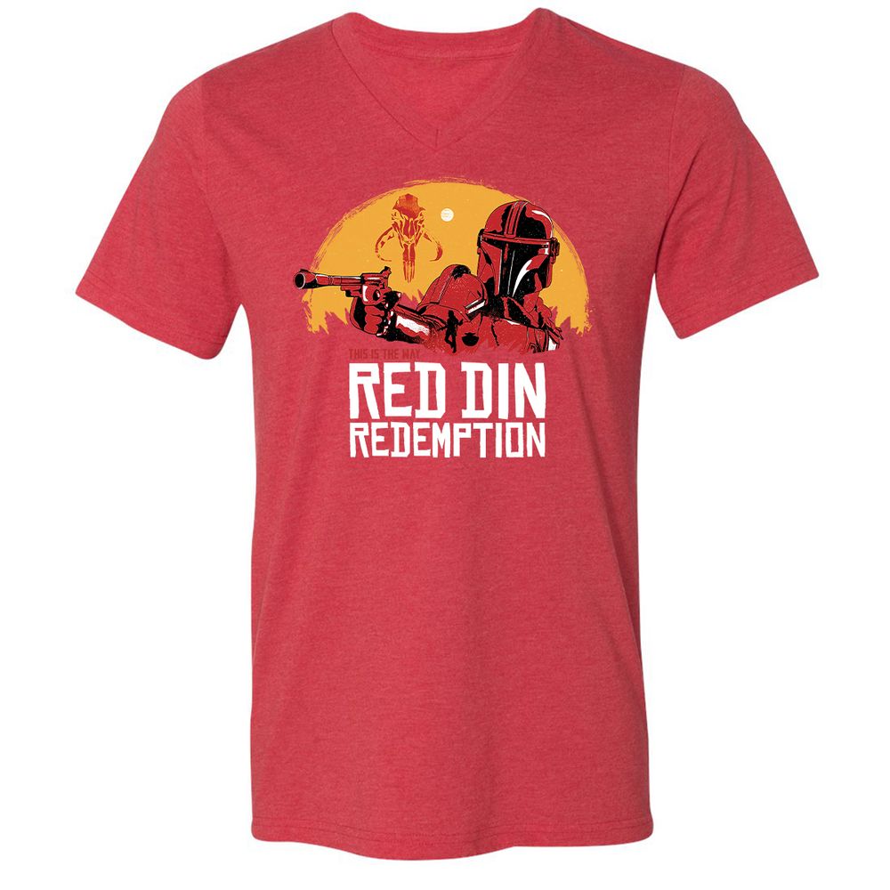 Unisex V-Neck T-Shirt - E5AD1DQ8 - Heather Red - 16