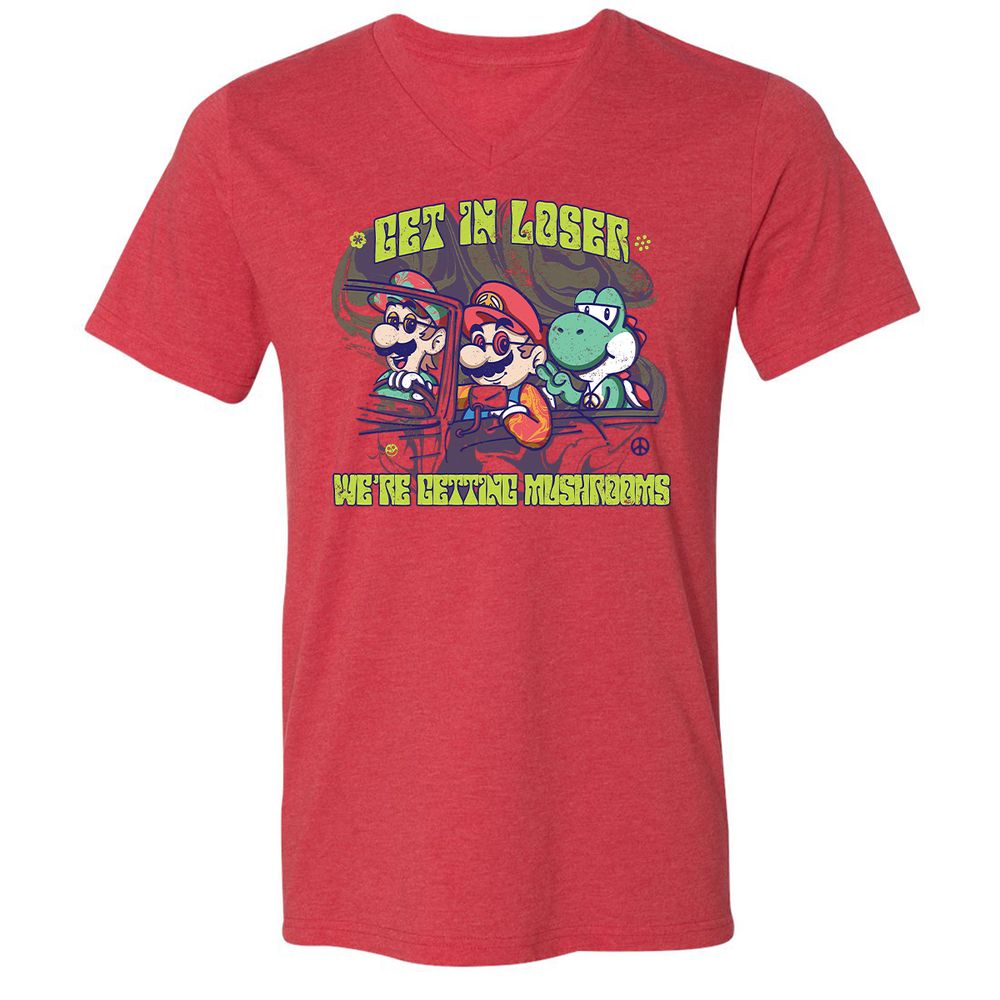 Unisex V-Neck T-Shirt - 8VBFC7HD - Heather Red - 16