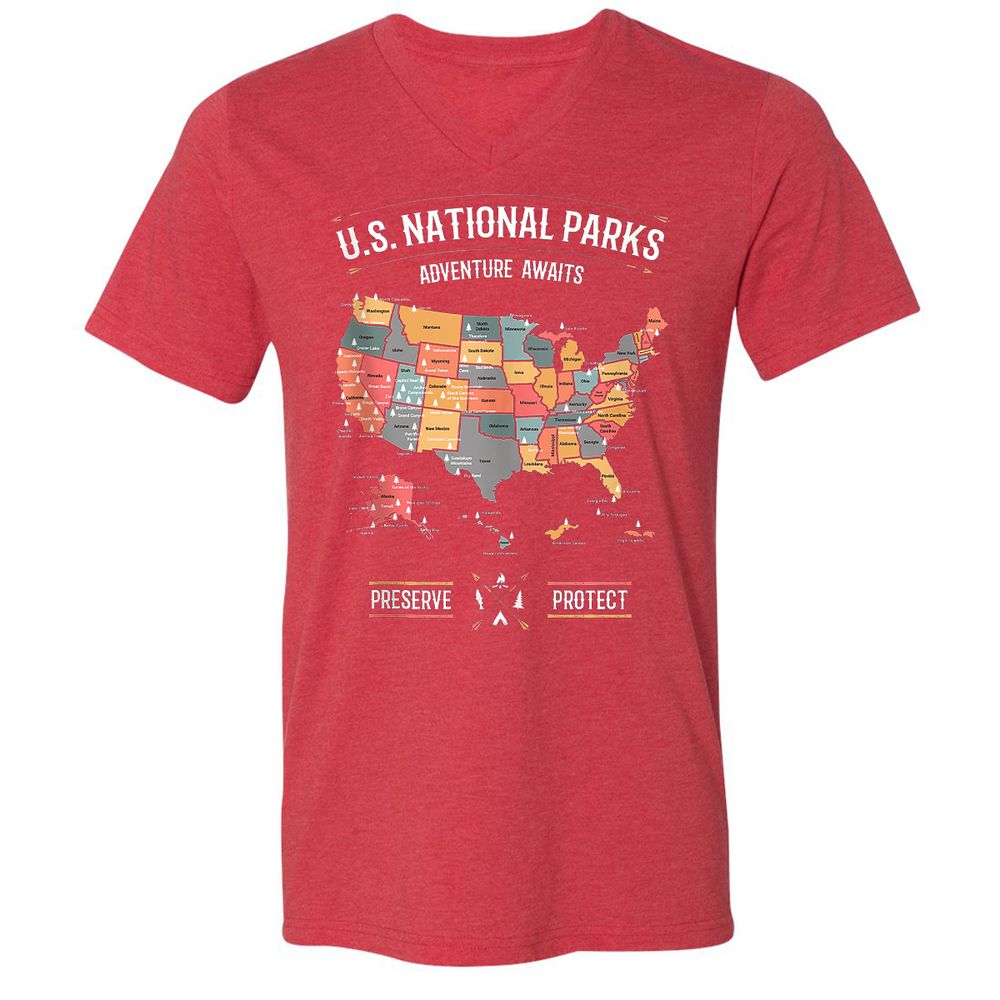 Unisex V-Neck T-Shirt - NNZ9AWXD - Heather Red - 16