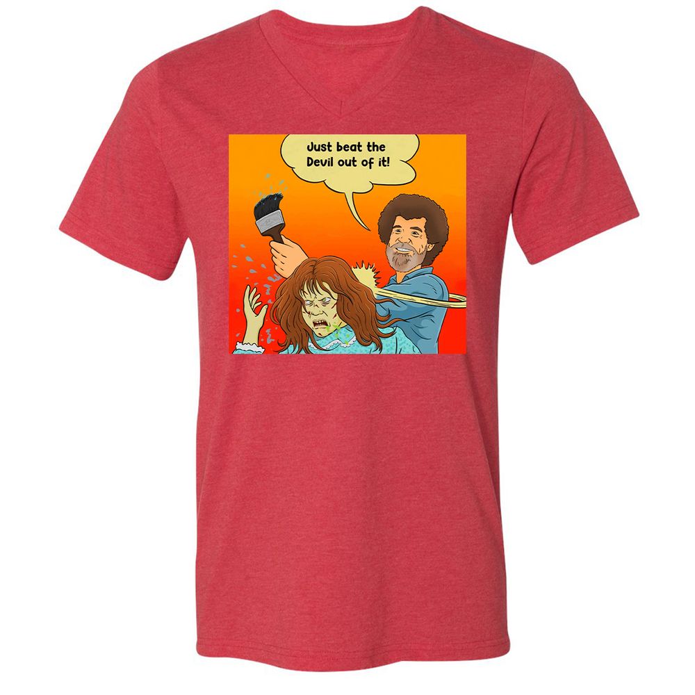 Unisex V-Neck T-Shirt - 6QLGRX9D - Heather Red - 16