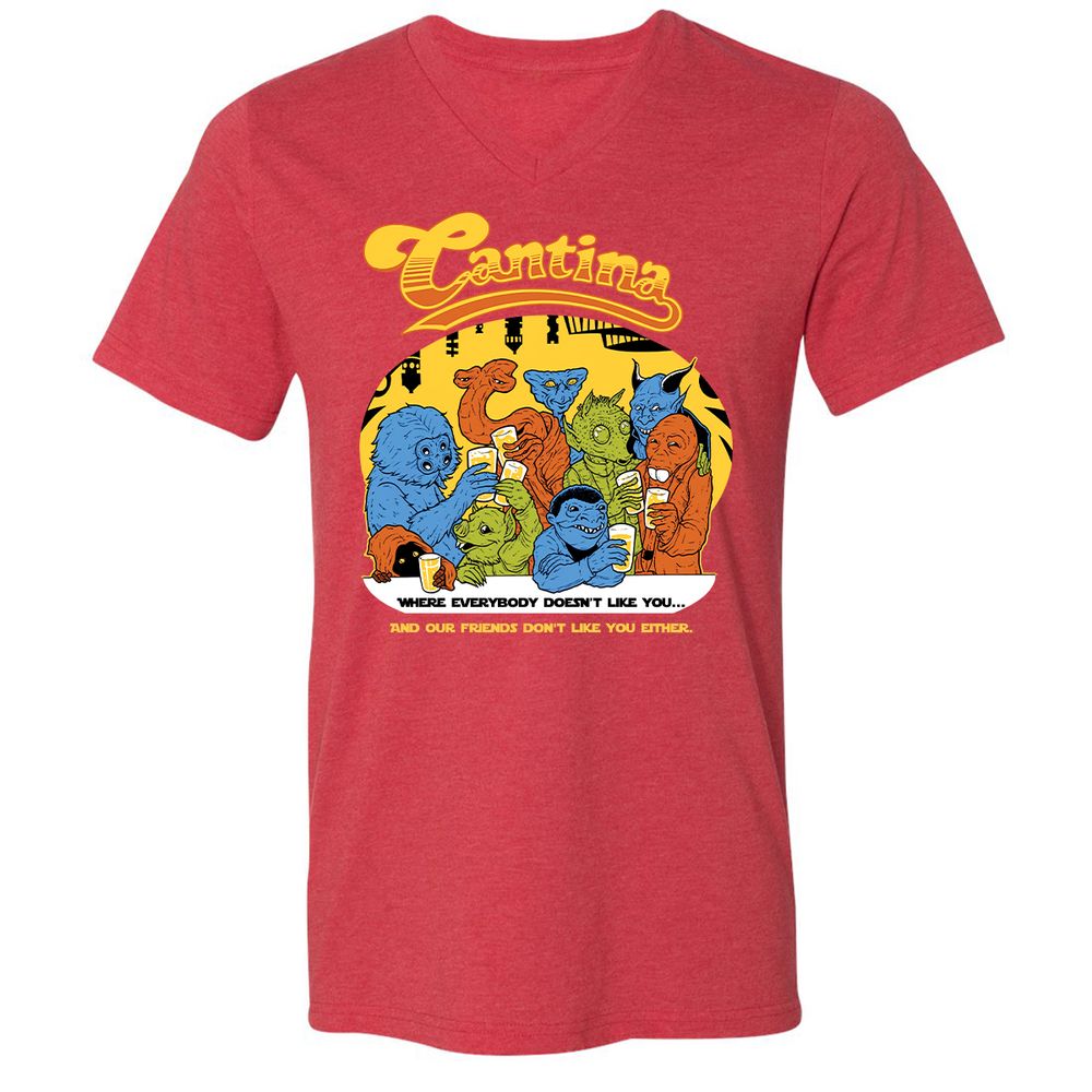 Unisex V-Neck T-Shirt - H28W73HL - Heather Red - 16