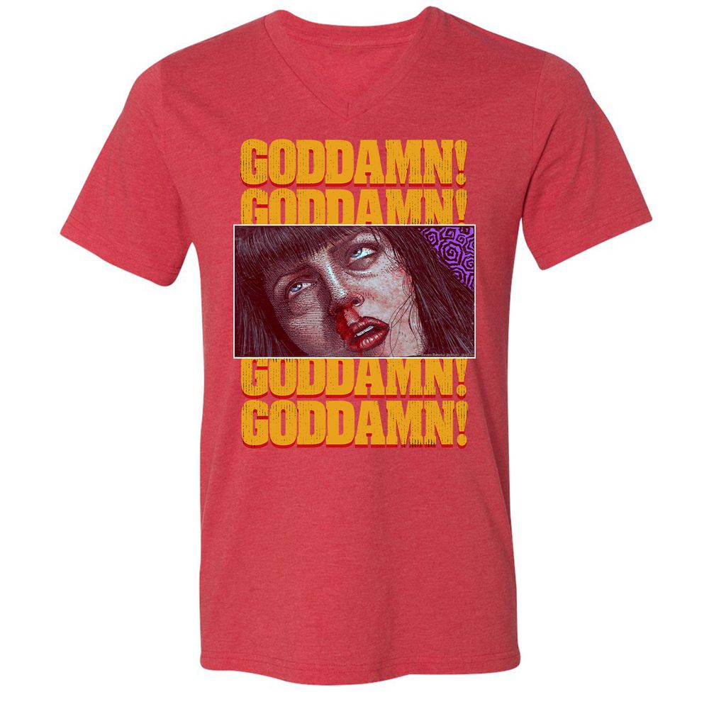 Unisex V-Neck T-Shirt - A4VPZZ6E - Heather Red - 16