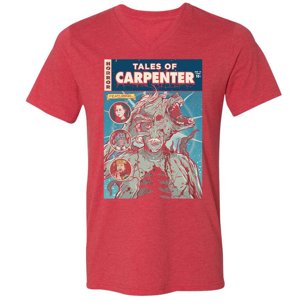 Unisex V-Neck T-Shirt - QNHU2TYU - Heather Red - 16