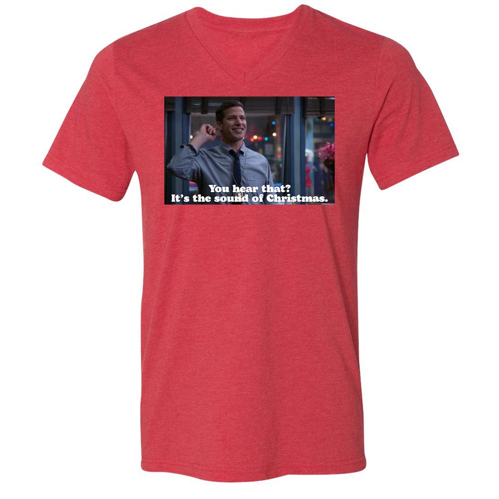 Unisex V-Neck T-Shirt - F5A8WEVX - Heather Red - 16