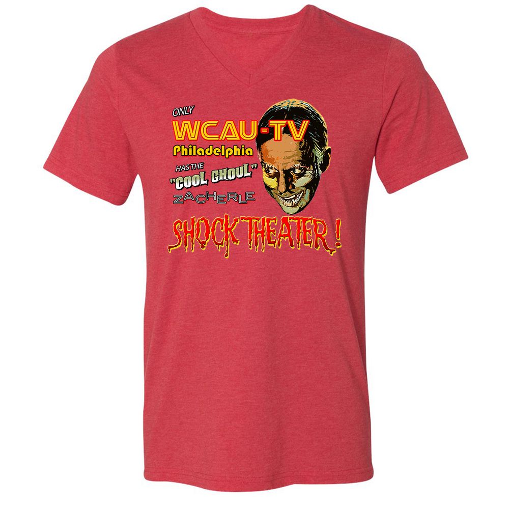 Unisex V-Neck T-Shirt - 4MDENZKD - Heather Red - 16